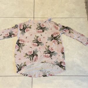 MONA LISA size 8 Pink Floral rose Long-Sleeve Tee